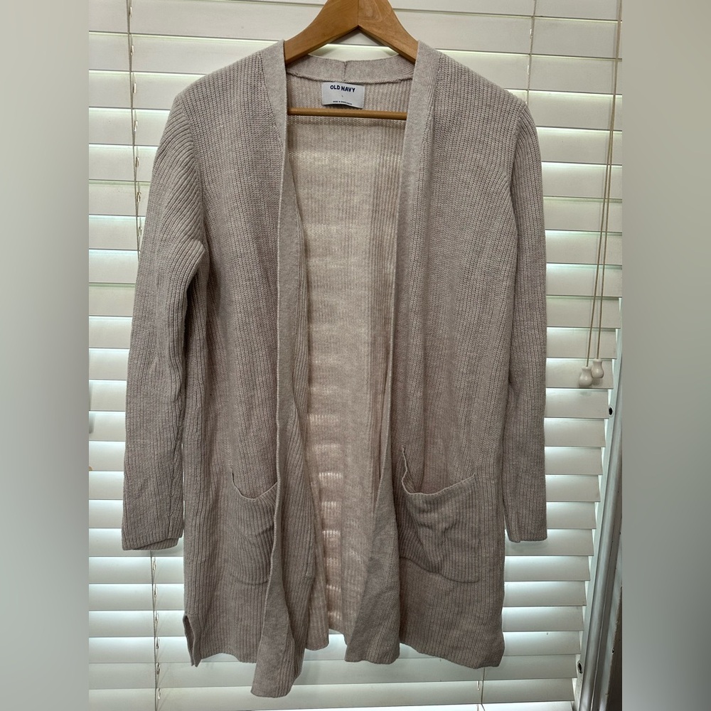 Old Navy Women's Light Tan Open Front Cardigan